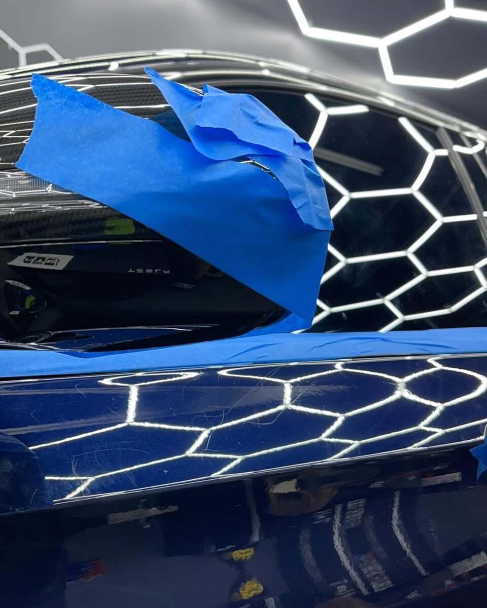 Lamborghini paint correction masking preparation
